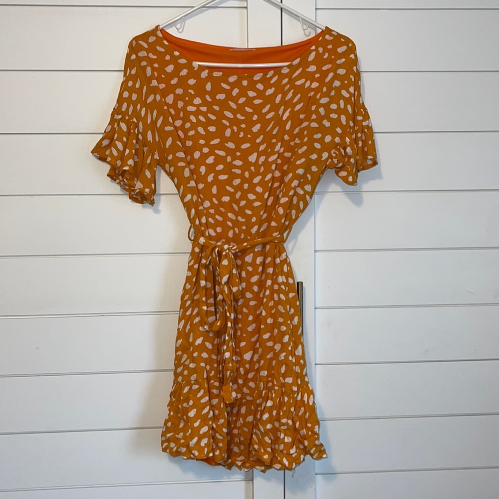 Pinkblush Orange Polkadot Ruffle Dress